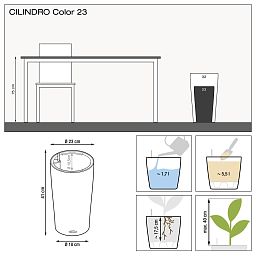 LECHUZA CILINDRO Color Round Tall Poly Resin Self-watering Planter