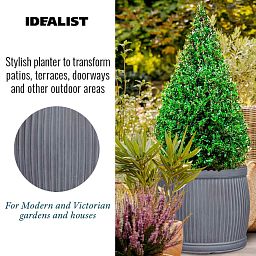 IDEALIST Lite Vertical Ribbed Vintage Style Barrel Round Planter
