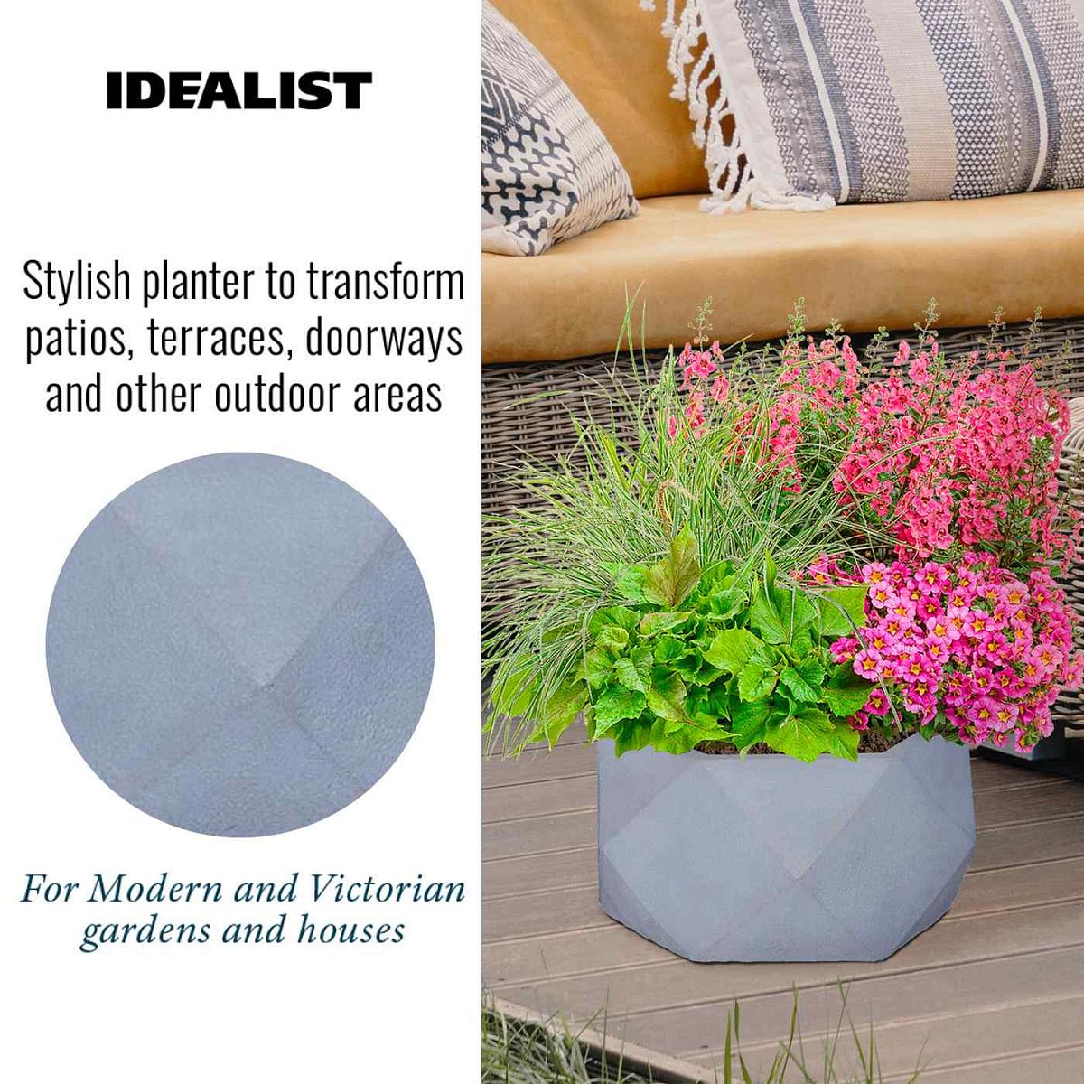 IDEALIST Lite Geometry Style Bowl Planter Outdoor Plant Pot