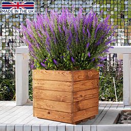 Rustic Scandinavian Redwood Square Outdoor Open Planter Made in UK by HORTICO