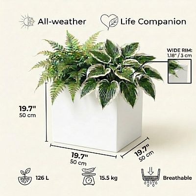 IDEALIST Lite Square Box Contemporary Light Concrete Planter