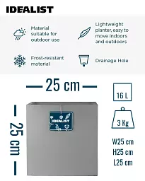 IDEALIST Lite Square Box Contemporary Light Concrete Planter