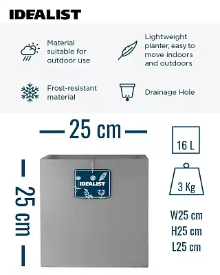 IDEALIST Lite Square Box Contemporary Light Concrete Planter