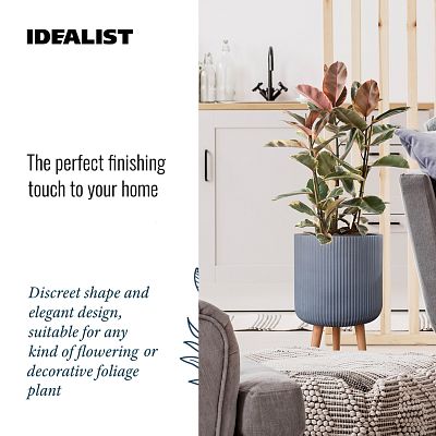 IDEALIST Lite Ribbed Cylinder Planter on Legs, Round Pot Plant Stand Indoor
