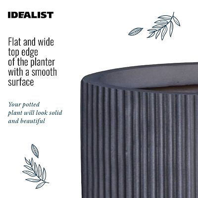 IDEALIST Lite Ribbed Cylinder Planter on Legs, Round Pot Plant Stand Indoor
