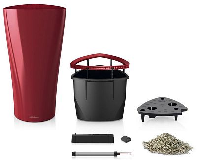 LECHUZA Delta Round Tall Poly Resin Self-watering Planter