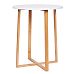 Froppi Small Round Coffee Table for Living Room White Wood Cocktail Table on Natural Bamboo Frame