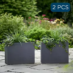 IDEALIST Lite Contemporary Light Concrete Trough Planter Set