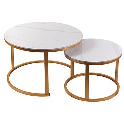 Froppi Round Coffee Tables for Living Room: Set of 2 Nesting Coffee Tables, Sintered Stone