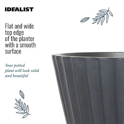 IDEALIST Lite Vintage Ribbed Round Vase Outdoor Planter