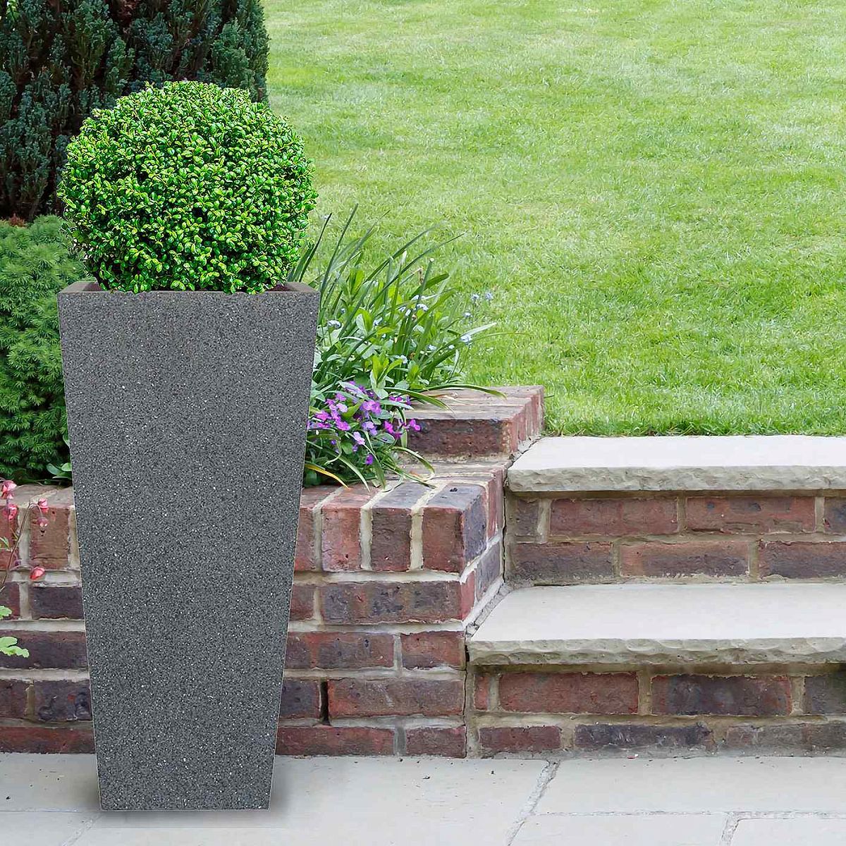 IDEALIST Lite Textured Concrete Effect Tall Tapered Outdoor Planter
