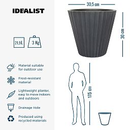 IDEALIST Lite Vintage Ribbed Round Vase Outdoor Planter
