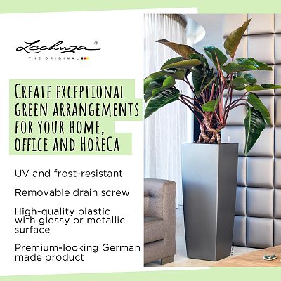 LECHUZA CUBICO ALTO Square Tall Poly Resin Self-watering Planter