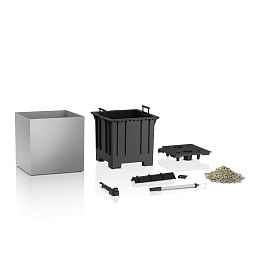LECHUZA CANTO Premium Low LED Square Poly Resin Self-watering Planter