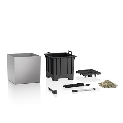 LECHUZA CANTO Premium Low LED Square Poly Resin Self-watering Planter