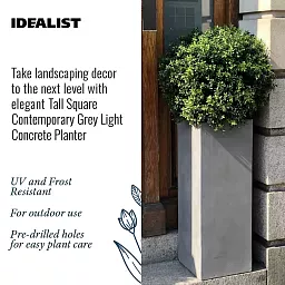 IDEALIST Lite Tall Square Contemporary Light Concrete Planter