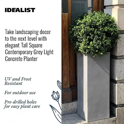 IDEALIST Lite Tall Square Contemporary Light Concrete Planter