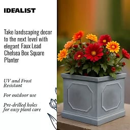 IDEALIST Lite Faux Lead Chelsea Box Square Light Concrete Planter