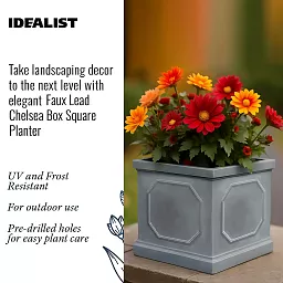 IDEALIST Lite Faux Lead Chelsea Box Square Light Concrete Planter