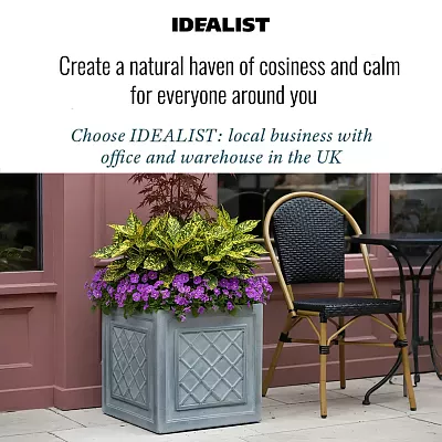 IDEALIST Lite Faux Lead Lattice Planter Light Concrete Square Box