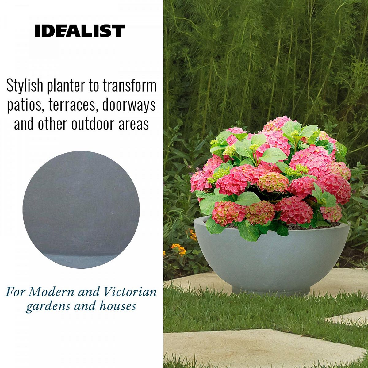 IDEALIST Lite Dish Style Smooth Bowl Outdoor Planter