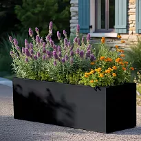 AXIS 200cm Extra Large Trough, Black Grey Rectangular Fiberglass Plant...