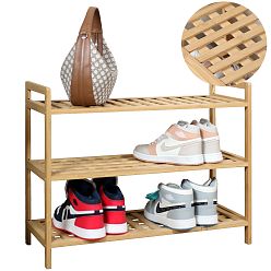 Froppi Bamboo Multi-Purpose Shoe Rack for Shoe Storage 3-Tier Wooden Shoe Shelf and Organiser