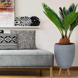 IDEALIST Lite Striped Egg Planter on Legs, Round Pot Plant Stand Indoor