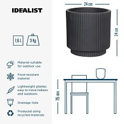 IDEALIST Lite Vertical Ribbed Cylinder Outdoor Planter
