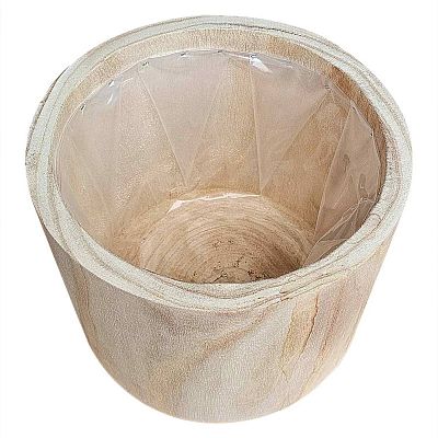 HORTICO CRAFT Wooden House Planter Round Indoor Plant Pot for House Plants with Waterproof Liner