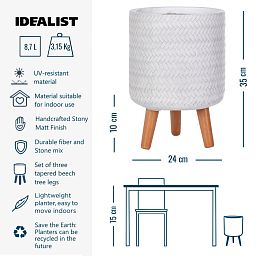 IDEALIST Lite Plaited Style Cylinder Planter on Legs, Round Pot Plant Stand Indoor