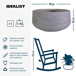 IDEALIST Lite Ribbed Light Concrete Bowl Planter