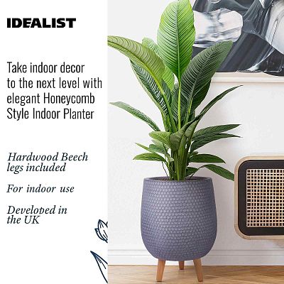 IDEALIST Lite Honeycomb Style Egg Planter on Legs, Round Pot Plant Stand Indoor