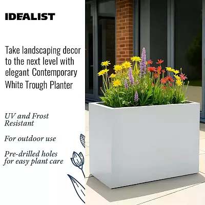 IDEALIST Lite Contemporary Light Concrete Trough Planter