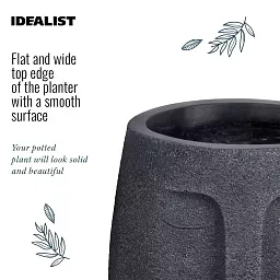 IDEALIST Lite Textured Concrete Effect Oval Indoor Face Pot