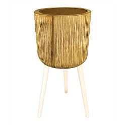 HORTICO RIBBED Wooden House Planter with Legs, Tall Indoor Plant Pot Stand with Waterproof Liner