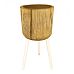 HORTICO RIBBED Wooden House Planter with Legs, Tall Indoor Plant Pot Stand with Waterproof Liner