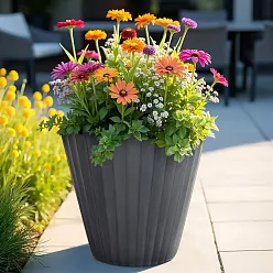 IDEALIST Lite Vintage Ribbed Round Vase Outdoor Planter