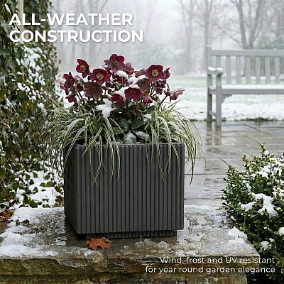 IDEALIST Lite Vertical Ribbed Square Effect Outdoor Planter