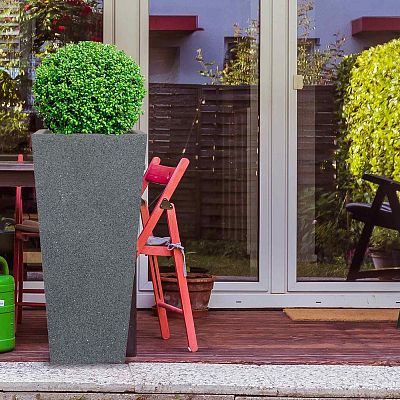 IDEALIST Lite Textured Concrete Effect Tall Tapered Outdoor Planter