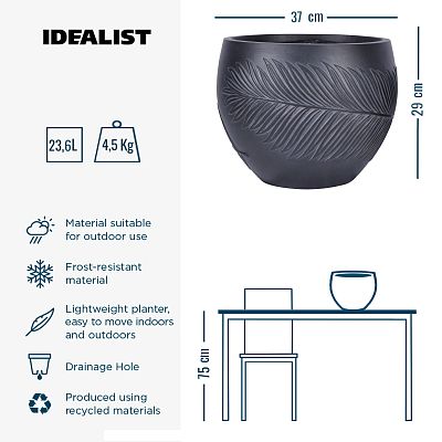 IDEALIST Lite Leaf Embossed Ball Planter