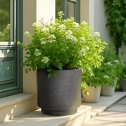 IDEALIST Lite Hammered Stone Cylinder Outdoor Planter