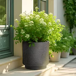 IDEALIST Lite Hammered Stone Cylinder Outdoor Planter