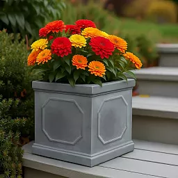 IDEALIST Lite Faux Lead Chelsea Box Square Light Concrete Planter