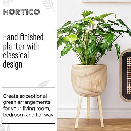 HORTICO TREND Wooden House Planter with Legs, Tall Indoor Plant Pot Stand with Waterproof Liner