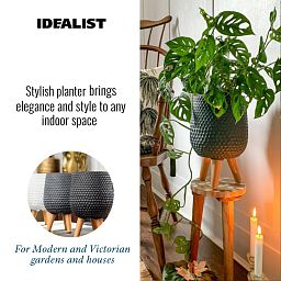 IDEALIST Lite Honeycomb Style Egg Planter on Legs, Round Pot Plant Stand Indoor