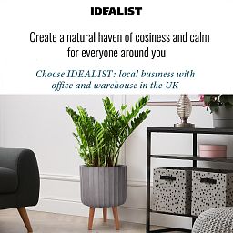 IDEALIST Lite Modern Ribbed Cylinder Planter on Legs, Round Pot Plant Stand Indoor