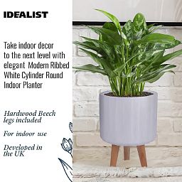 IDEALIST Lite Modern Ribbed Cylinder Planter on Legs, Round Pot Plant Stand Indoor