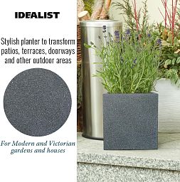 IDEALIST Lite Textured Concrete Effect Square Outdoor Planter