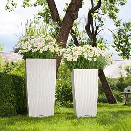 LECHUZA CUBICO Cottage Square Tall Poly Resin Self-watering Planter